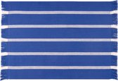 Mistral Home - Set van 4 placemats - 4x 35x45 cm - 100% katoen - Met franjes - Gestreept - Blauw wit