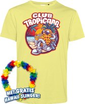 T-shirt Tropical Holiday | Toppers in Concert 2024 | Club Tropicana | Hawaii Shirt | Ibiza Kleding | Lichtgeel | maat XS