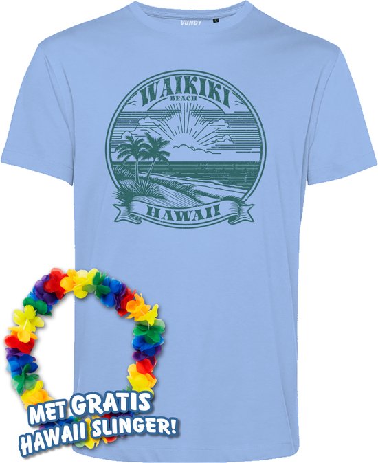 T-shirt Waikiki Beach | Toppers in Concert 2024 | Club Tropicana | Hawaii Shirt | Ibiza Kleding | Lichtblauw | maat 4XL