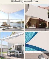 Zonnezeil van 2 x 2 m, zonwering van scheurbestendig HDPE-kunststof, weerbestendige uv-bescherming, luchtdoorlatend, tuin, balkon, terras, camping, rechthoekig, 2 m touwen, beige GSS22IV