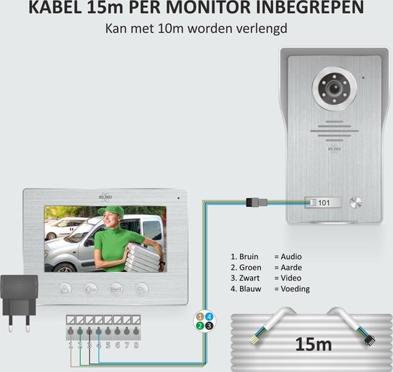 ELRO DV4000 Video Deur Intercom - 1080P Full HD Camera met nachtzicht - 4-draads kabel - 16 Beltonen van Elro — afbeelding 4