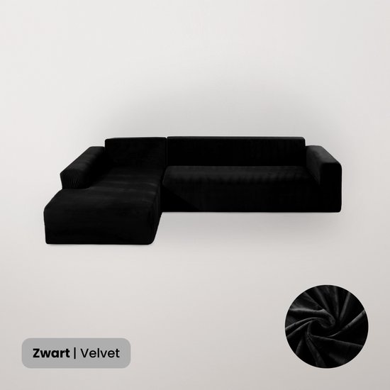 Foto: Bankhoesdiscounter velvet bankhoes hoekbank m3 175 220cm bankbeschermer zetelhoes zetelbeschermer bankhoezen voor hoekbank sofa cover zwart