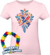 T-shirt Tropicana Oiseaux Femme | Les meilleurs en concert 2024 | Club Tropicana | Chemise hawaïenne | Vêtements Ibiza | Dames rose clair | taille XS