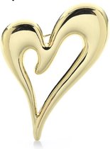 Broche goud hart metaal met speld 4 cm