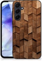Houten Print Telefoonhoesje geschikt voor Samsung Galaxy A55 Wooden Cubes