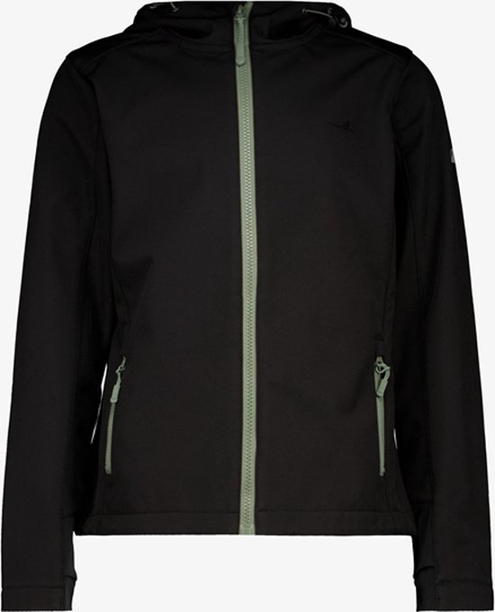 Mountain Peak kinder softshell jas zwart groen - Winddicht - Ademend materiaal