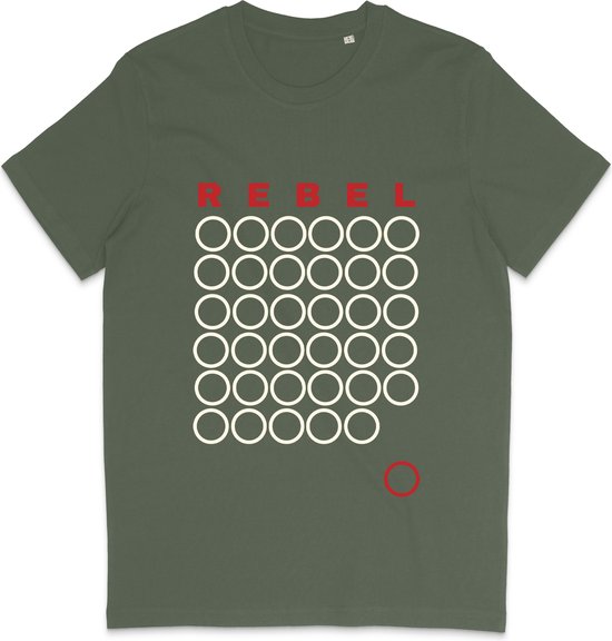 Heren en Dames T Shirt - Grafisch Ontwerp Rebel - Khaki Groen - 3XL
