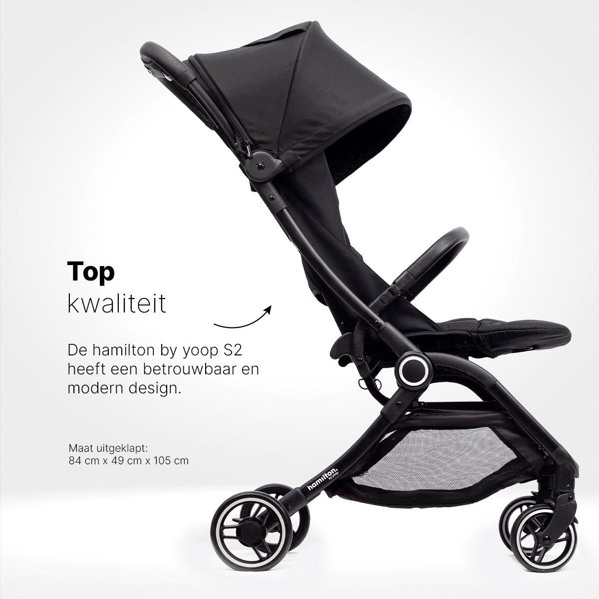 Hamilton by Yoop S2 Lichtgewicht Buggy - MagicFold - Tot 22 kg - Compacte Reisbuggy - Bekerhouder en Reisband - Zwart – foto 2