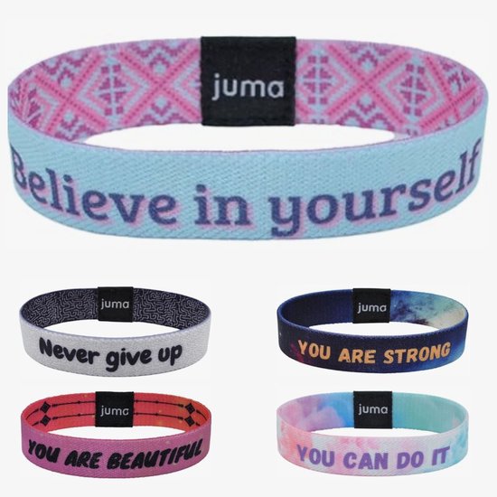 JUMA Bracelets de motivation avec croyances « Croyez en vous-même » - Taille M (17 cm) - Porte-bonheur, bracelet d'amitié et bracelet énergétique - Convient aux Enfants, femmes, hommes - Souvenir parfait