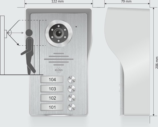 ELRO DV4000-4 Video Deur Intercom - 4 Appartementen - 1080P Full HD Camera met nachtzicht - 4-draads kabel - 16 Beltonen van Elro — afbeelding 4