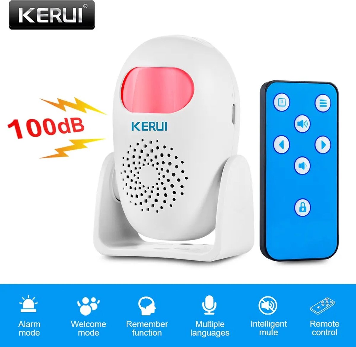 Kerui M120 Smart Bewegingsmelder Alarm PIR Infrarood Anti-diefstal Inbreker Welkom Bel Deurbel voor Garage Winkel Home security (Smart Motion Detector) Wit