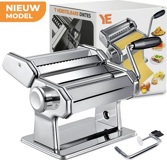 YE® Pastamachine Rvs - Pastamaker - Spaghetti machine - Incl. Receptenboek t.w.v. €25 Cadeau