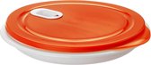 XL Clever Microgolfplaat 1.2l met deksel en tussenschot - Kunststof (PP) BPA-vrij wit/rood 1.2l (26.0 x 26.0 x 4.8 cm) - Rotho