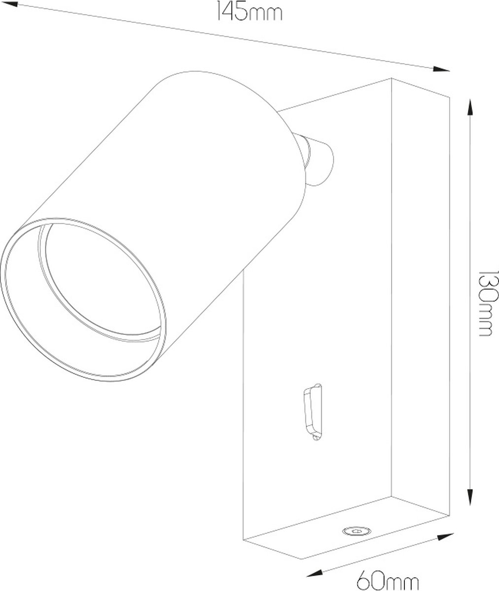 Taboo wandlamp GU10 (excl.) zwart en geborsteld staal, aluminium, 130 mm, IP20, met schakelaar