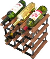 Vinata Cervo wijnrek - mahonie - 12 flessen - wijnrekken - flessenrek - wijnrek hout metaal - wijnrek staand - wijn rek - wijnrek stapelbaar - wijnfleshouder - flessen rek