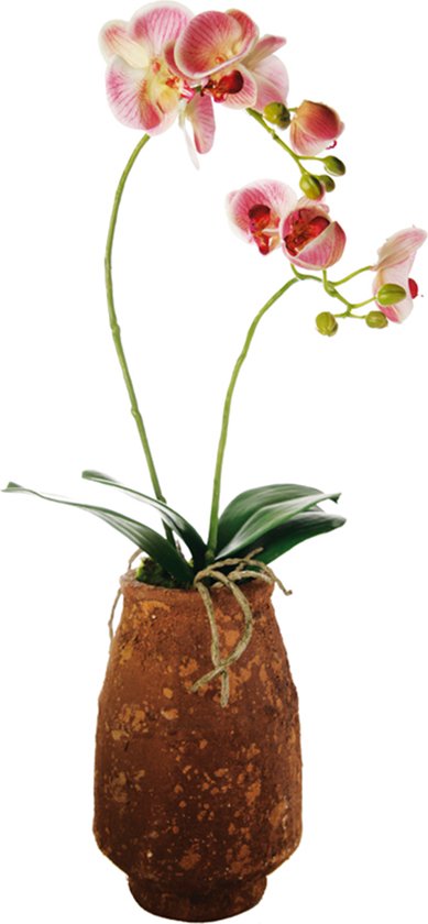 Kunstwitte en roze orchidee in pot H63