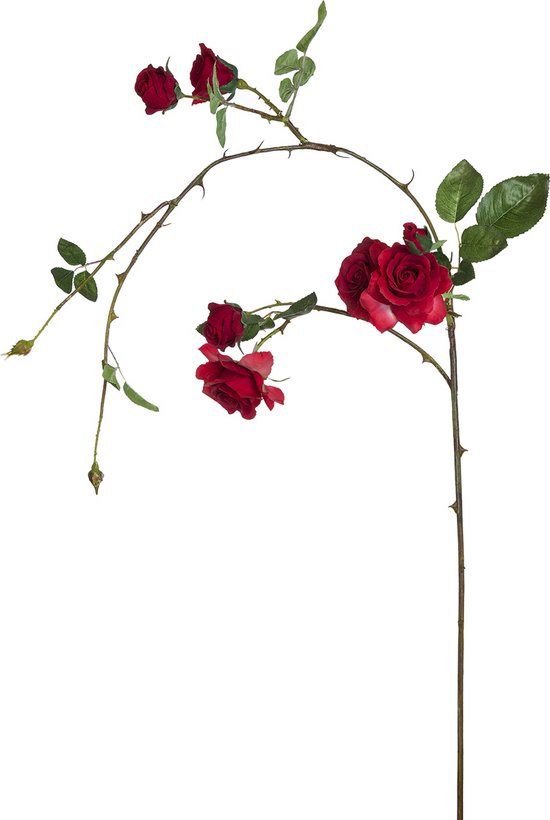 Branche tombante de roses artificielles rouges H130