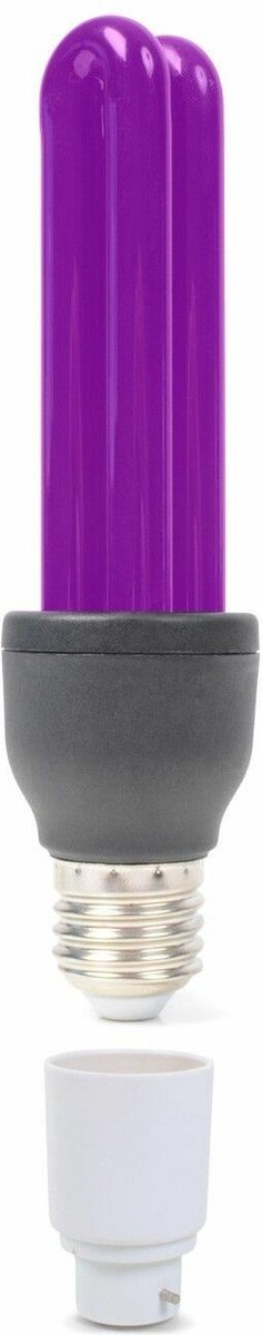 Blacklight - BeamZ blacklight spaarlamp 25W - UV lamp met E27 fitting en bajonet adapter
