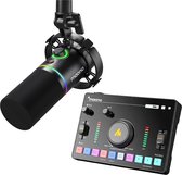 Maono - Starterspack - PD200X & AMC2 NEO - Podcast Starterspack - Gaming Streaming - USB RGB Microfoon - Streaming Deck - DJ Mixer