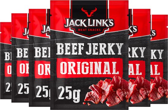 Jack Link's Beef Original - 6 stuks - 25 gram - Vleesconserven - Snacks - Fitness - Voordeelverpakking