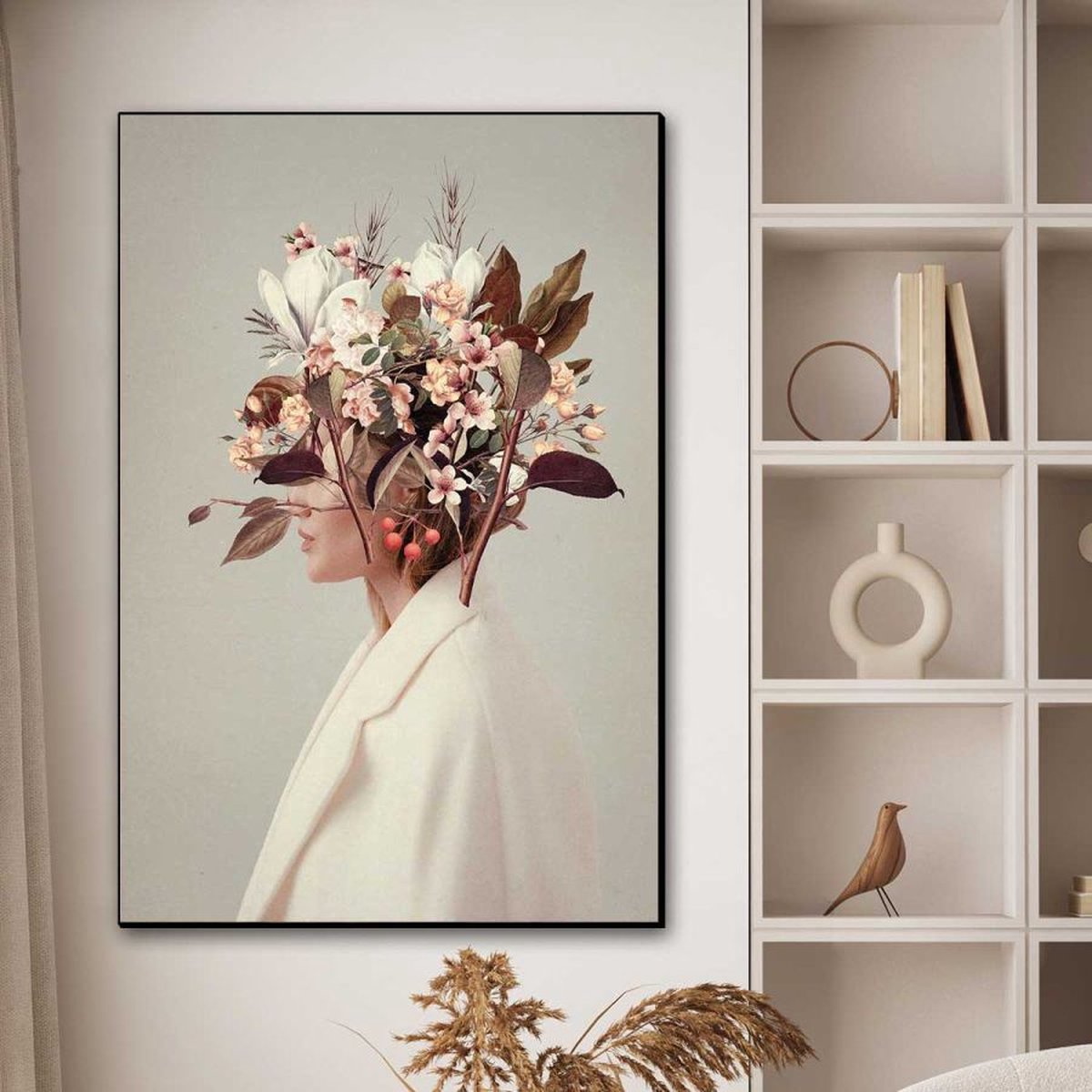 Art Frame - Verliefd op de herfst | 60 x 90cm | Verwisselbaardoek | Zwart frame | Wanddecoratie | Schilderijen op doek | Staand