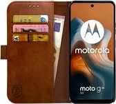 Rosso Element Book Case Wallet Hoesje Geschikt voor Motorola Moto G34 | Portemonnee | 3 Pasjes | Magneetsluiting | Stand Functie | Bruin