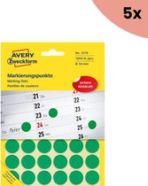 5x Avery etiket Zweckform 18mm rond blister 2022 vel a 48 etiketjes groen