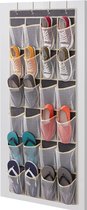Boven de deur organisator voor schoenen, hangende plank stoffen hangende organisator met 24 zakken, schoenenrek hangende kledingkast organisator voor slaapkamer, badkamer, kast, groot, grijs