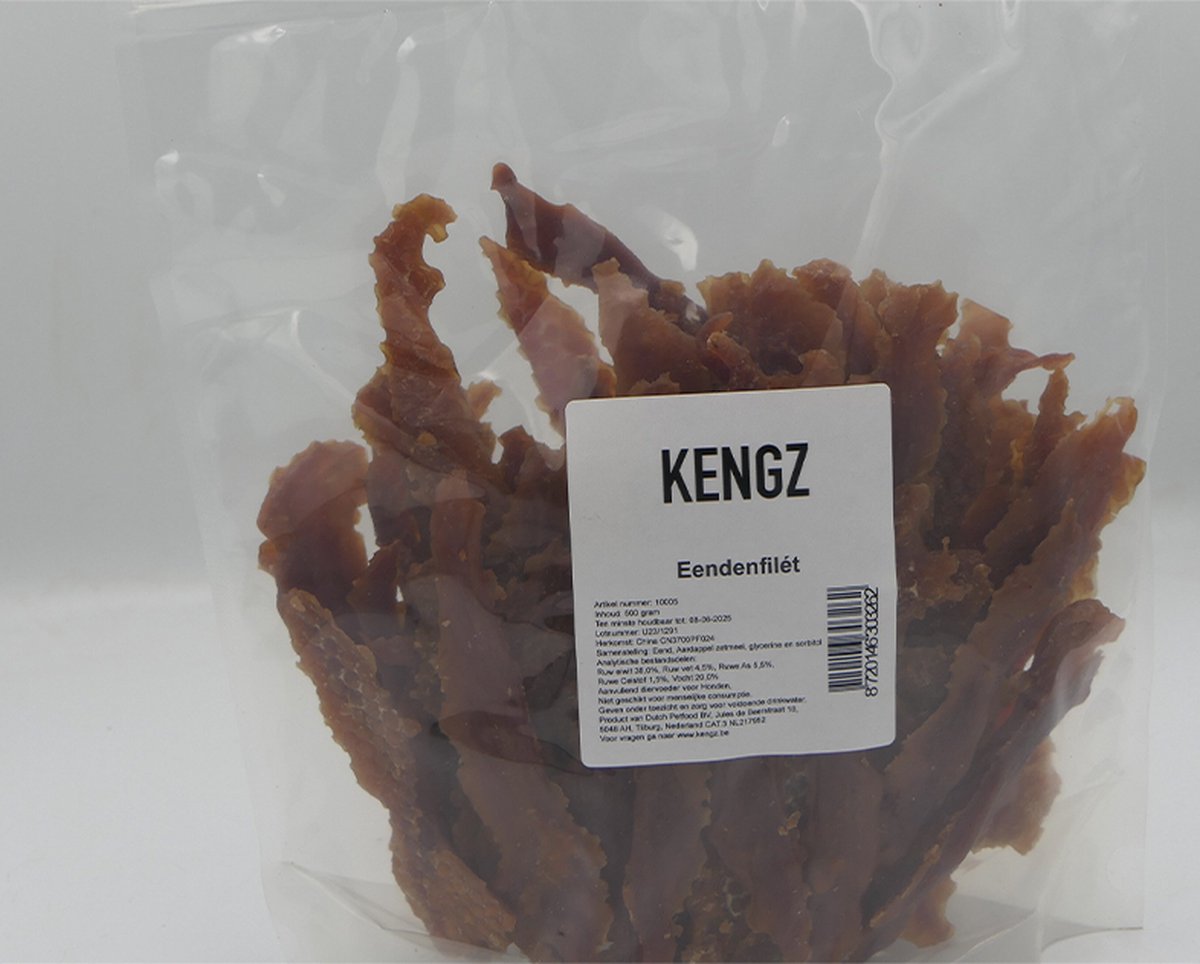 2 X Kengz hondensnack eendenfilet 500 gram dus 1 KG als snack of aanvullende voeding. gezond en lekker voor uw harige vriend