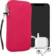 kwmobile telefoontasje universeel geschikt voor XL - 6,7/6,8" smartphones - 17,2 x 8,4 cm - Hoesje met rits en polslusje -In roze -