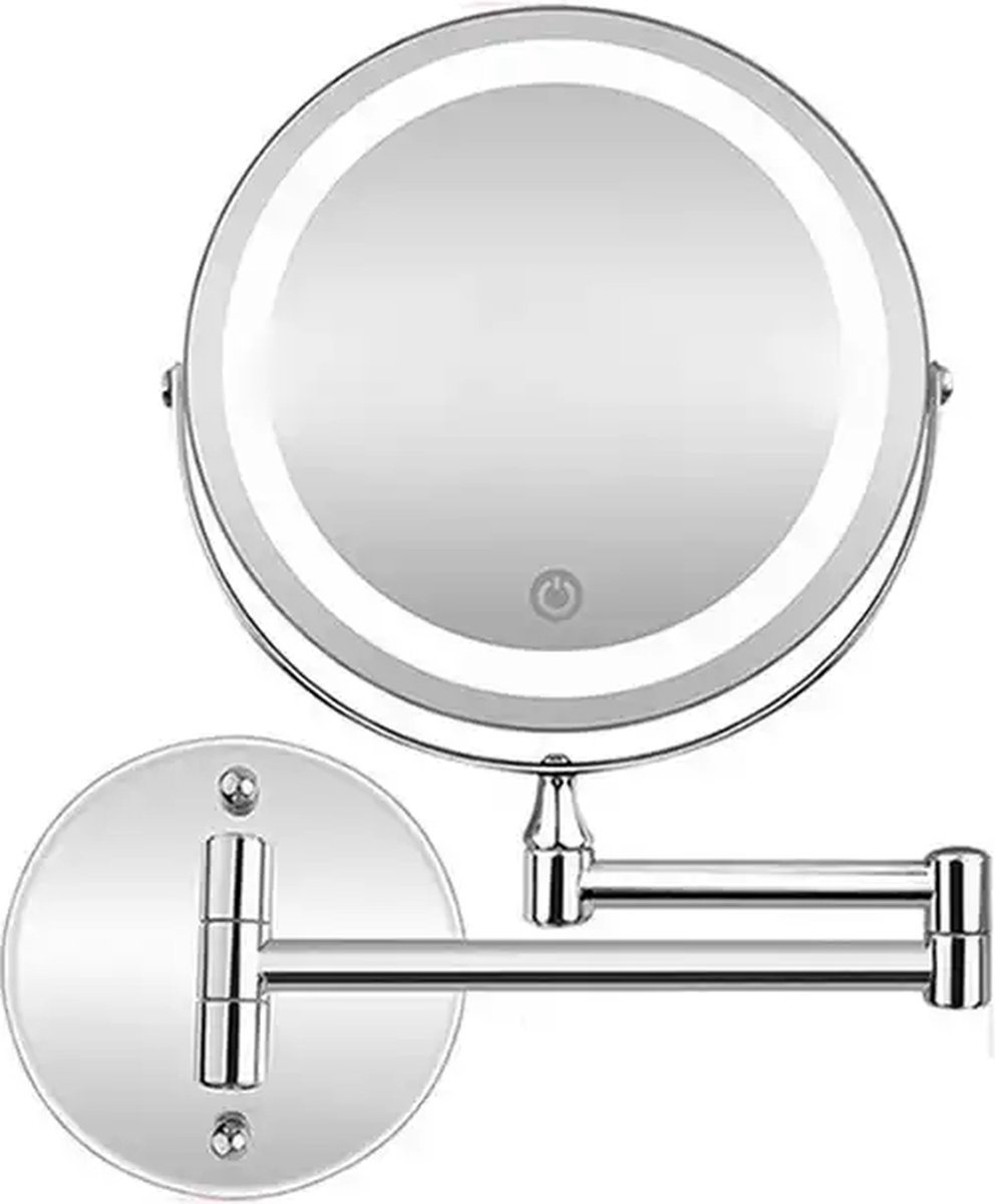 Goedkoopste Sefaras Badkamer Make up Spiegel met Verlichting - Ronde Wandspiegel - Scheerspiegel - Met LED Verlichting - 7X Vergroting