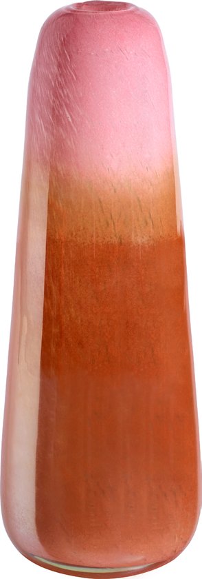 Decoratieve geblazen glazen vaas verloop van roze naar rood H32