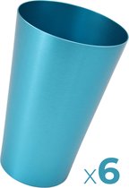 Lichtblauwe aluminium stapelbare bekers (6 stuks!) - Lichtblauw - Stapelbare beker van aluminium staal - Lichtgewicht design