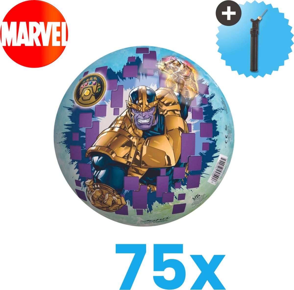 John Toys Marvel Avengers Lichtgewicht Speelgoed Bal Kinderbal 23 cm Volumebundel 75 stuks Inclusief Balpomp