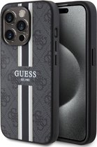 Guess iPhone 15 Pro Max TPU Back Cover hoesje – 4G printed stripes – Zwart