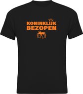 Koningsdag Kleding | Fotofabriek Koningsdag t-shirt heren | Koningsdag t-shirt dames | Zwart shirt | Maat M | Koninklijk Bezopen Oranje 2.0