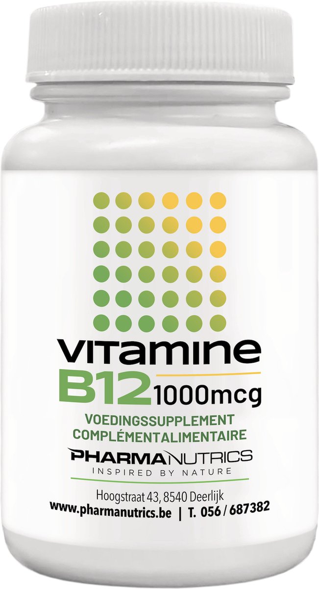 Goedkoopste VITAMINE B12 1000 60 Tabl Pharmanutrics - Zenuwstelsel - Vegetariërs - Methylcobalamine - Natuurlijke Vitamine B12 - Voedingssupplement