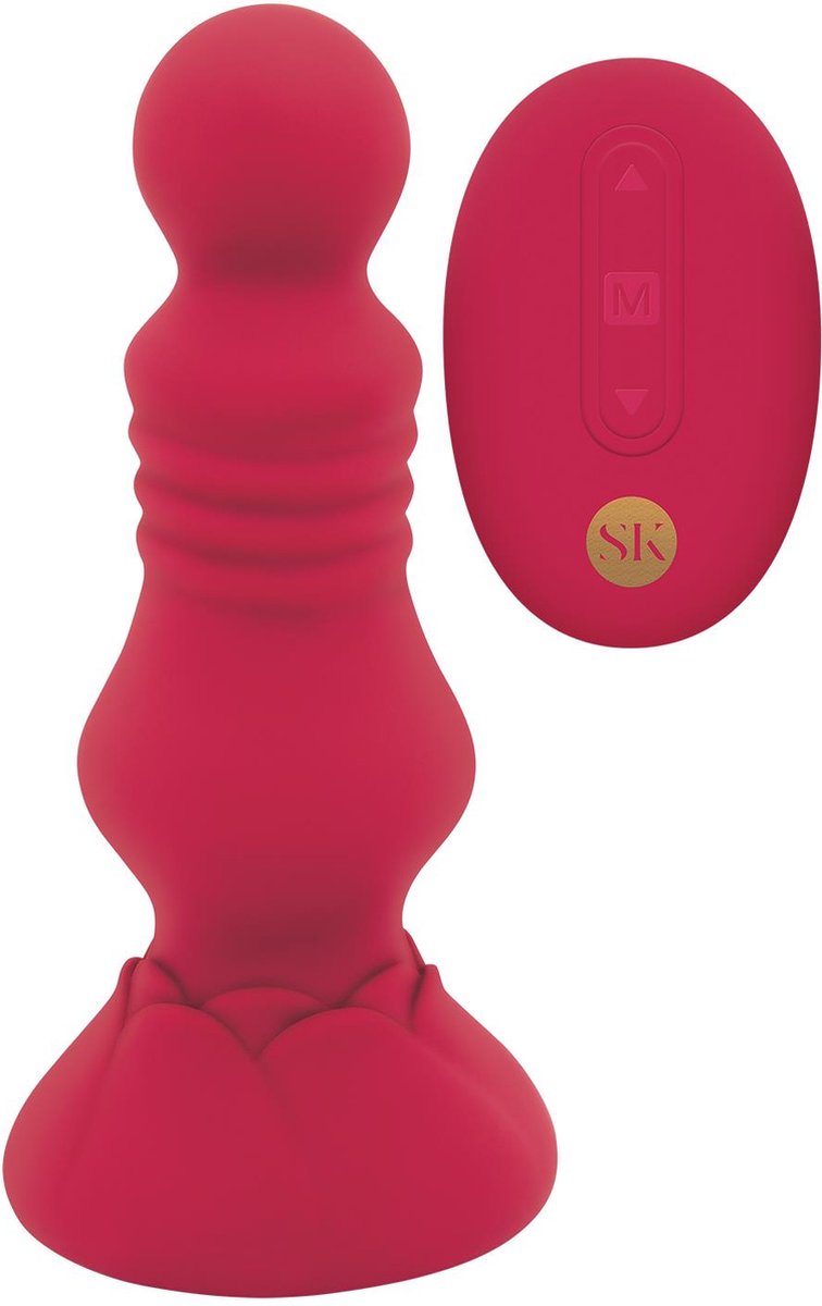 Goedkoopste Vibrerende Buttplug Secret Kisses Remote Floret Rood