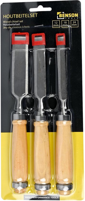 Benson Houtbeitel set - 3-delig - stevige houten greep