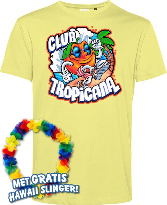 T-shirt Tropical Orange Sunrise | Toppers in Concert 2024 | Club Tropicana | Hawaii Shirt | Ibiza Kleding | Lichtgeel | maat XL