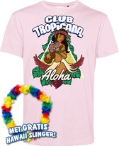 T-shirt Hula Hawaïen Ukulélé | Les meilleurs en concert 2024 | Club Tropicana | Chemise hawaïenne | Vêtements Ibiza | Rose clair | taille S