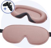 Hilvard - Masque de sommeil - Masque pour les yeux - Comprend des bouchons d'oreilles Sleep - 100 % occultant - Ajustable - Ergonomique - Rose