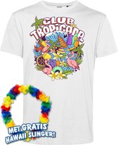 T-shirt Flamingo Summer | Toppers in Concert 2024 | Club Tropicana | Hawaii Shirt | Ibiza Kleding | Wit | maat XS