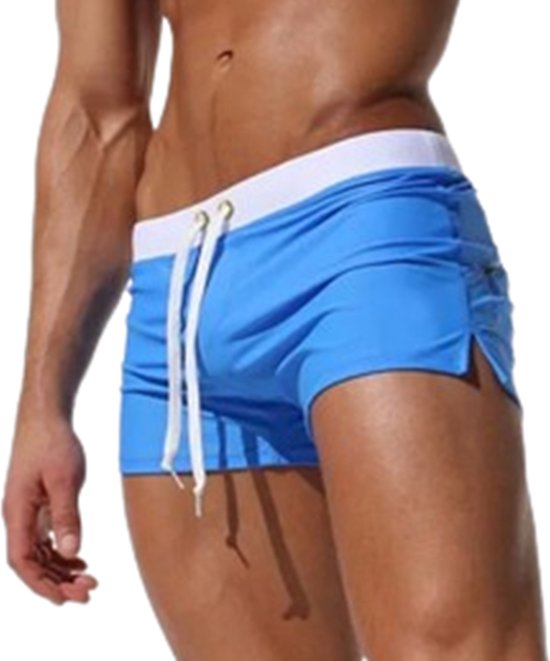 Short de bain court pour homme Blauw - Designer - avec poche zippée à l'arrière