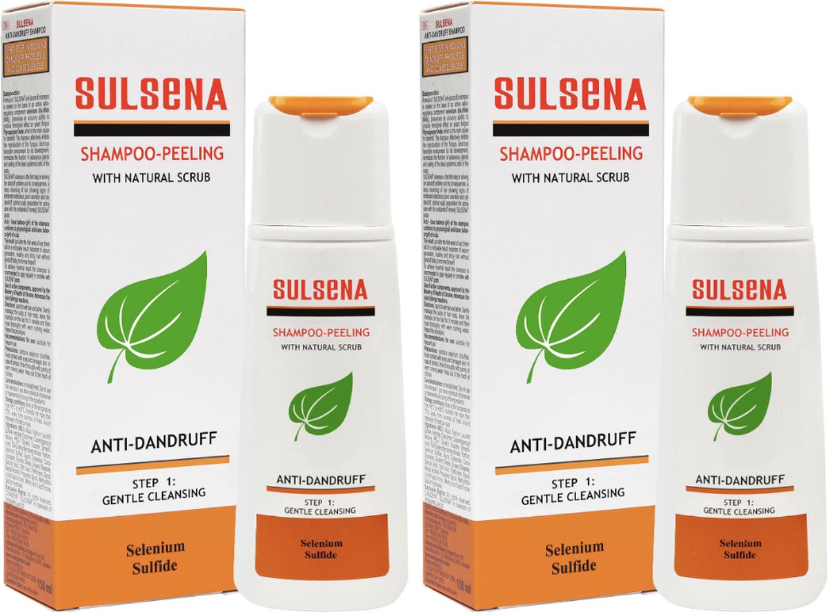 2 x SULSENA ANTI-ROOS SHAMPOO 2 in 1- RUSTGEVENDE KALMERENDE DIEP REINIGENDE EFFECTIEVE ANTI DANDRUFF Shampoo met Selenium Sulfide en Natuurlijke SENSOCEL Scrub voor Elk Haartype voor MAN en VROUW 300 ML