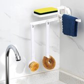 Keukensponshouder met zuignaphouder voor sponzen en handdoeken Afneembaar draagvermogen 5 kg Herbruikbaar Waterdicht Kan worden gebruikt voor spiegelglastegels