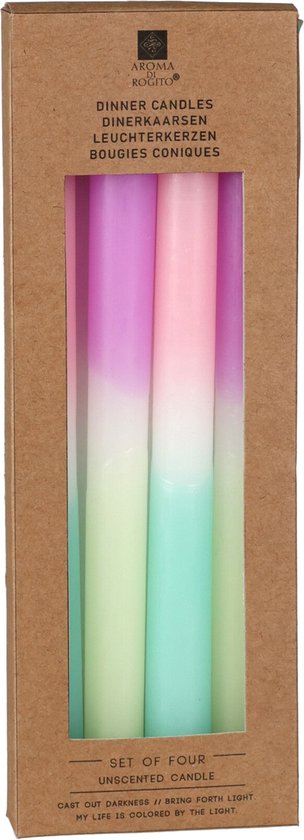 Dip Dye kaarsen - 4 kaarsen - Ø 2.0 - Hoog 25 cm - dinerkaarsen - tafelkaarsen - kaarsen - Dip Dye kaarsen - Dip Dye - per 2 verpakkingen