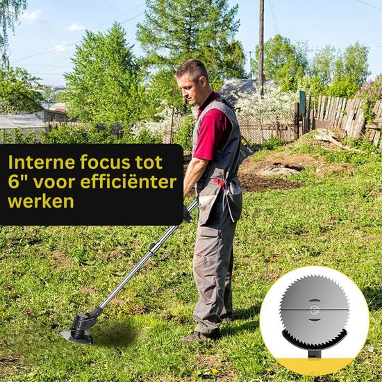 Zweefmaaier - Bosmaaier Electrisch - Grastrimmer met Accu - Grasmaaier - Handmaaier met Wielen - Zwart van Merkloos	 — afbeelding 3