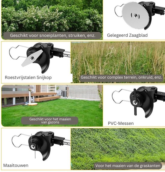 Zweefmaaier - Bosmaaier Electrisch - Grastrimmer met Accu - Grasmaaier - Handmaaier met Wielen - Zwart van Merkloos	 — afbeelding 2