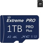 Carte SD Extreme Pro Plus 1 To – Blauw – Carte mémoire – Carte SD – Carte Micro TF SD – A2 4K pour console de jeu, drone, ordinateur portable, appareil photo, téléphone avec adaptateur